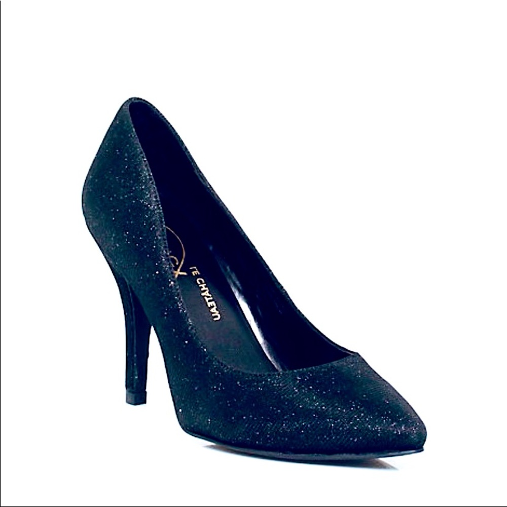 NIB LE CHATEAU Glitter Chic D'Orsay Pumps Black - Picture 4 of 6